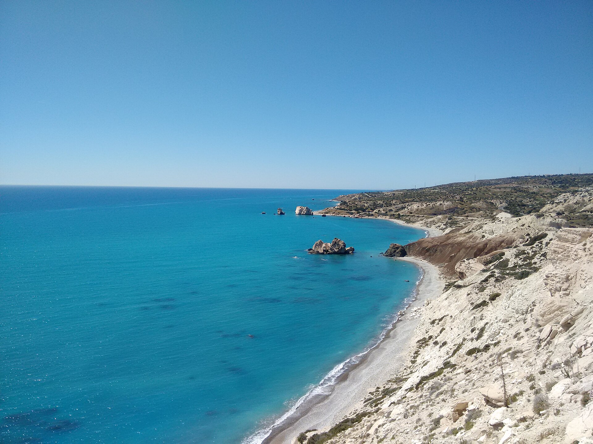 Petra tou Romiou on the Paphos coast, Cyprus