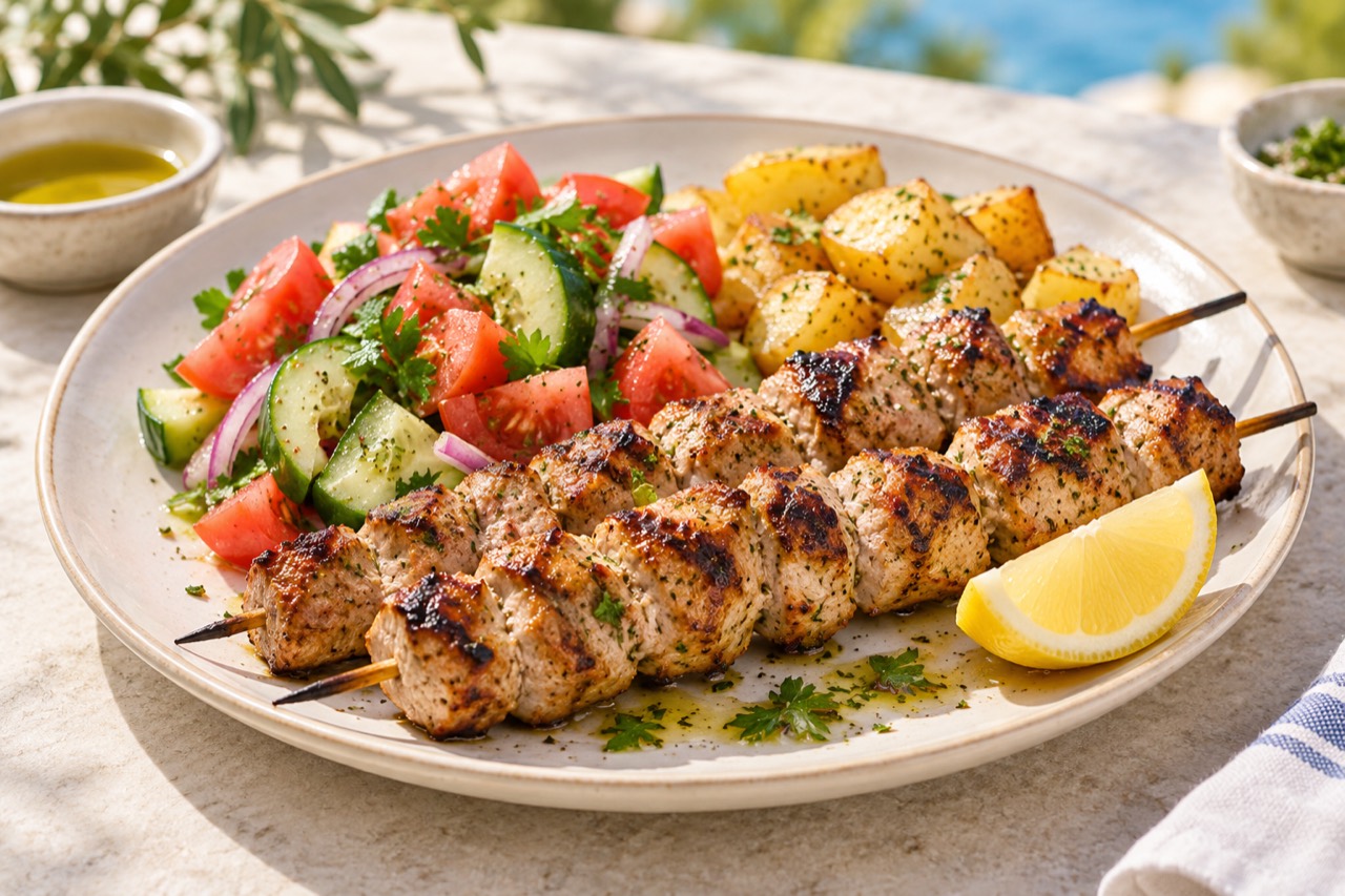 Illustrative grilled souvlaki